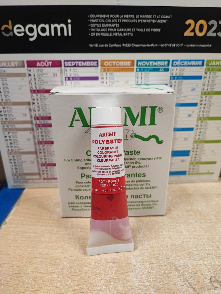 [11111001A] AKEMI - COLORANT PATE POUR MARMORKITT - ROUGE - TUBE 30 ML