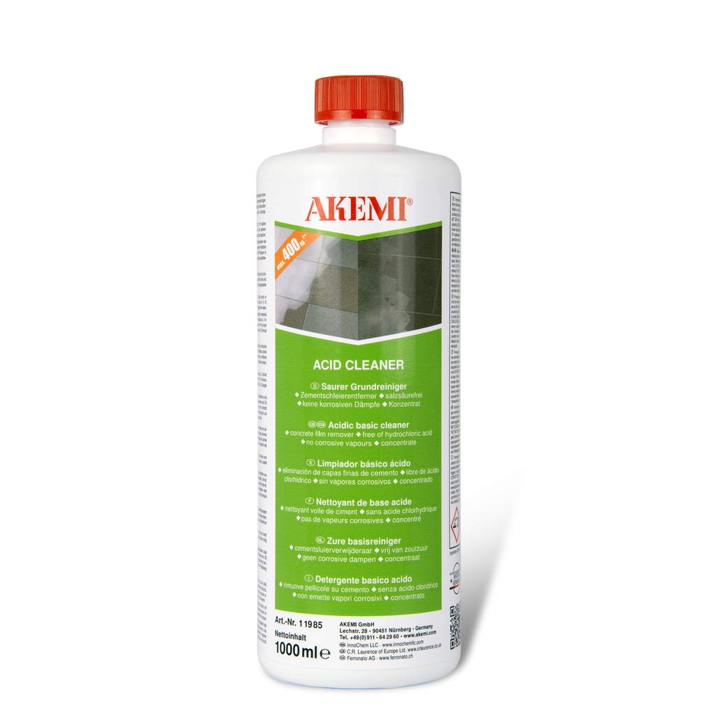 [11211985A] AKEMI - NETTOYANT ACIDE VOILE DE CIMENT - SANS HCL - 1 LITRE