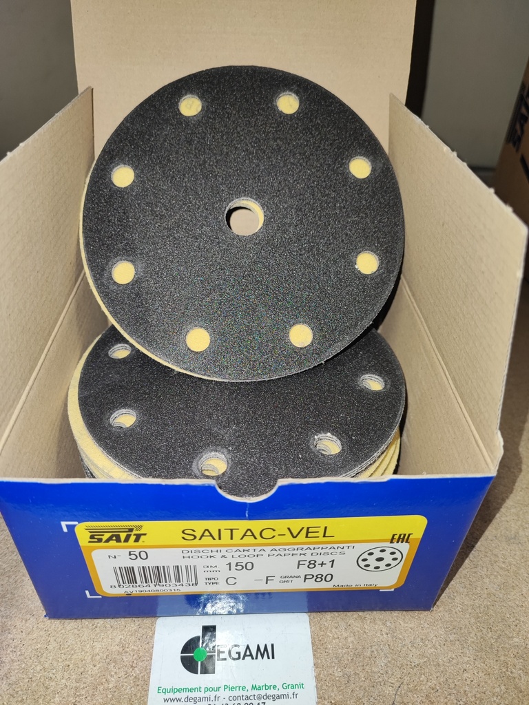 [62010621A] DISQUE 150 Velcro 8+1 P/FESTOOL G220 - R 90181 - Boite de 50, prix à l'unité