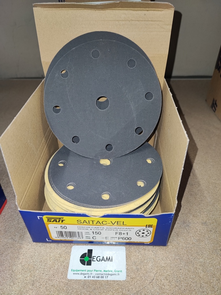 [62003249A] DISQUE 150 Velcro 8+1 P/FESTOOL G400 - R90183 - Boite de 50, prix à l'unité