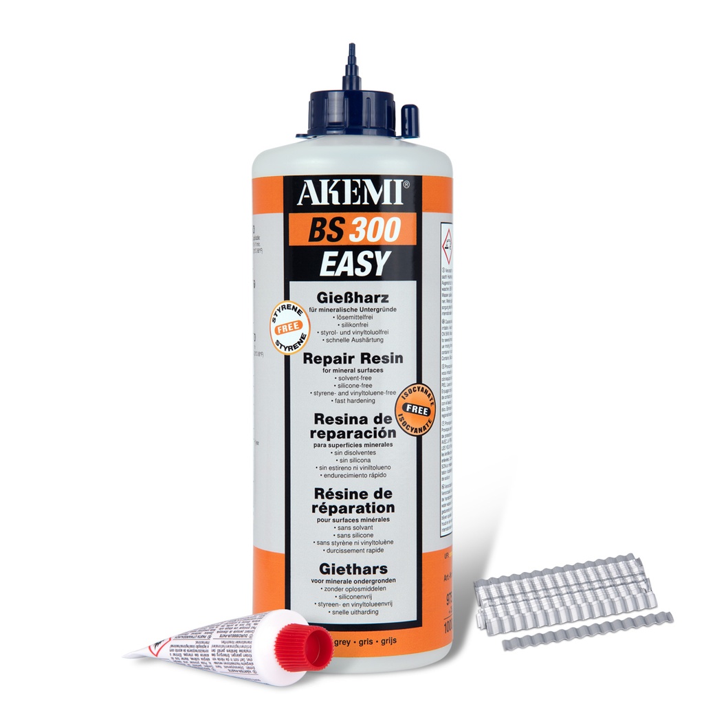 AKEMI BS 300 EASY – Résine de réparation 2 composants pour chapes et sols béton, 1 kg (réf. 50323)